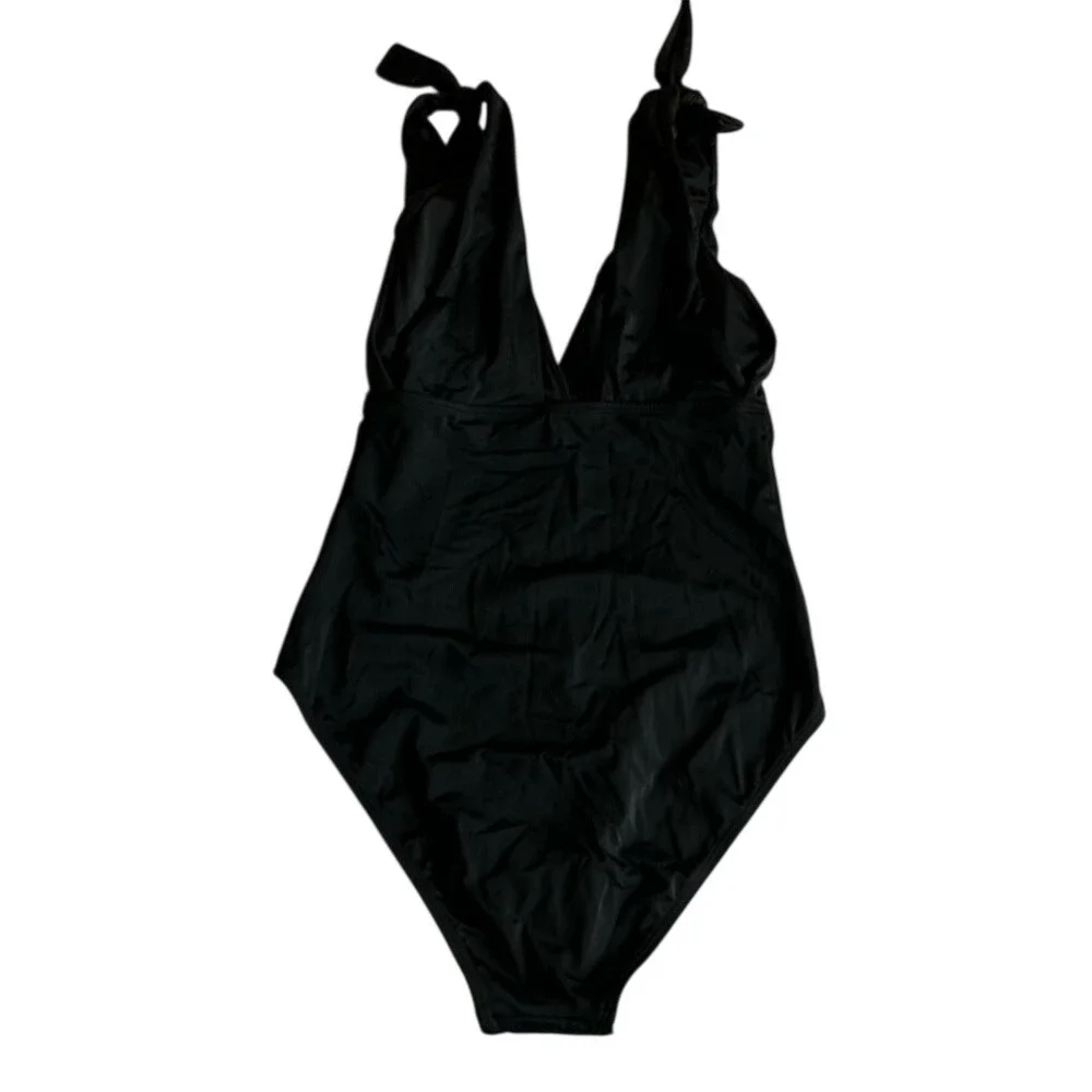 NWOT Kim Gravel Swimsuits for all Black One Piece Tie Shoulder Swimsuit Size 10‎